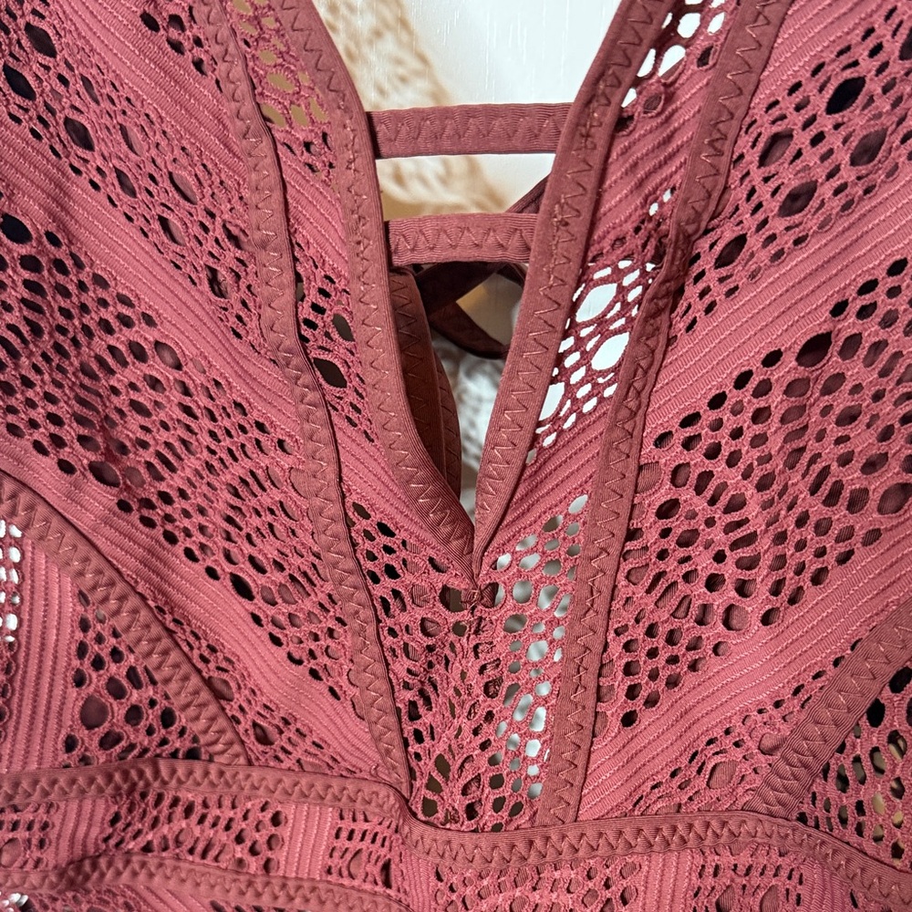 Becca Aubergine Crochet Lace One Piece Swimsuit - Picture 11 of 16